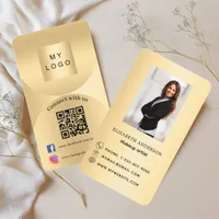 Connect with us gold photo Qr code social media Business Card