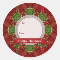 Christmas Red+Green Gift Tag Round Sticker