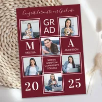 Graduation Personalized Monogram Graduate 6 Photo Announcement
