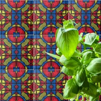 Red Blue Yellow African Tribal Pattern Ceramic Tile