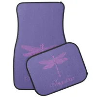 Pink and Purple Fantasy Dragonfly Personalized Car Floor Mat