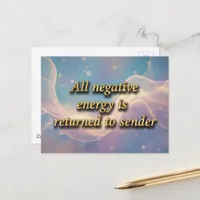All negative energy is returned to sender  postcard