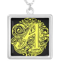 Monarchia Yellow"A" Silver Plated Necklace