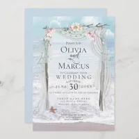 Wedding | Elegant Seaside Driftwood Tulle Arbor Invitation