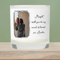 Chic Hand Drawn Bow Maid of Honor Proposal Photo Scented Candle
