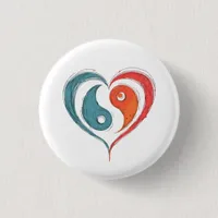 Yin Yang Heart Balance Artistic Button