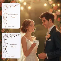 Floral Vine Wedding Elegant Botanical Rose Gold Foil Vow Books