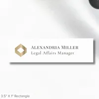 Classic Elegant Black White Gold Logo Name Tag