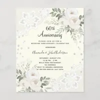 Ivory diamond 60th wedding anniversary invitation