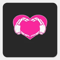 Heart Skeleton Hands Gothic Valentine  Classic Square Sticker
