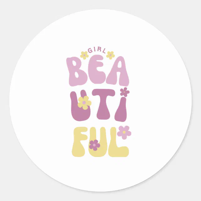 Beautiful Girl Cute Flowers  Classic Round Sticker