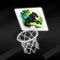 Black Panther with green surroundings Monogram | Mini Basketball Hoop