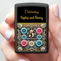 Celebrating 5th Anniversary With Vibrant Blooms Zippo Lighter