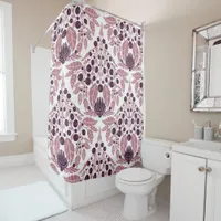 Art Nouveau Mauve & Purple–Vintage Floral Scallop  Shower Curtain