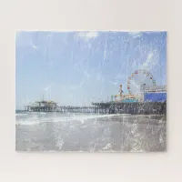 Santa Monica Pier - Shabby Chic Photo Edit Jigsaw Puzzle