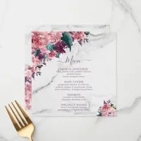 Pretty Pink Floral Marble Mothers Day Menu