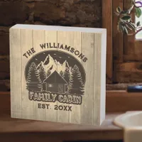 Rustic Wood Family Cabin Home Reunion Brown Name  Wooden Box Sign