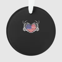 Skeleton Hand Heart 4th Of American Flag Patriotic Ornament