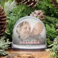Love You Grandma Modern Elegant Script 2 Photo Snow Globes