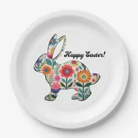 Flourished Easter Bunny Silhouette Personalizable  Paper Plates