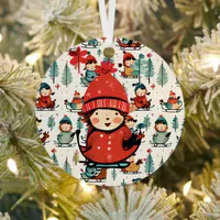  Vintage Sledding Children Personalized Christmas Metal Ornament