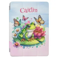 Personalized Frog, Flowers and Butterflies iPad Air Cover