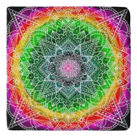 Color burst Rainbow Prism Mandala  Trivet