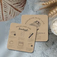 Rustic  Sketch Homemade Sourdough Bread Care Tips Square Business Card