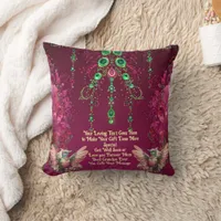 Elegant Floral Gem Backing Hummingbird Throw Pillow