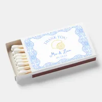 Chic Italian Lemon Blue Tiles Personalized Wedding Matchboxes