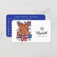 Patriotic African American Nail Salon Branding Business Card