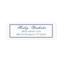 Elegant Navy Blue and White Wedding Address Label