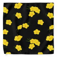 Black Yellow Tropical Flower Print Bandana