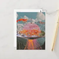 Lobster Fish Surreal Jellyfish Collage Postcard