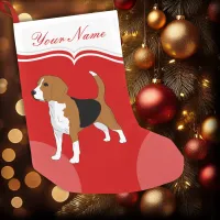 Beagle Dog Red Solid Personalized Small Christmas Stocking