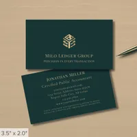 Professional Dark Green Gold Logo Business Card