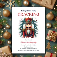 Festive Nutcracker Cracking Themed Birthday Party Invitation