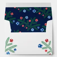 Christmas tree branch with snowflake decorations envelope