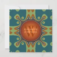 Bohemian Tribal Monogram Wedding Invitation