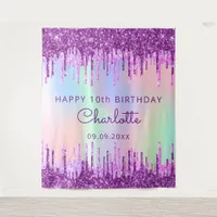 10th Birthday purple pink holographic Tapestry
