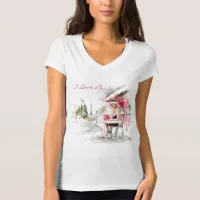 Watercolor Sketch of Paris City with Woman Coffee T-Shirt