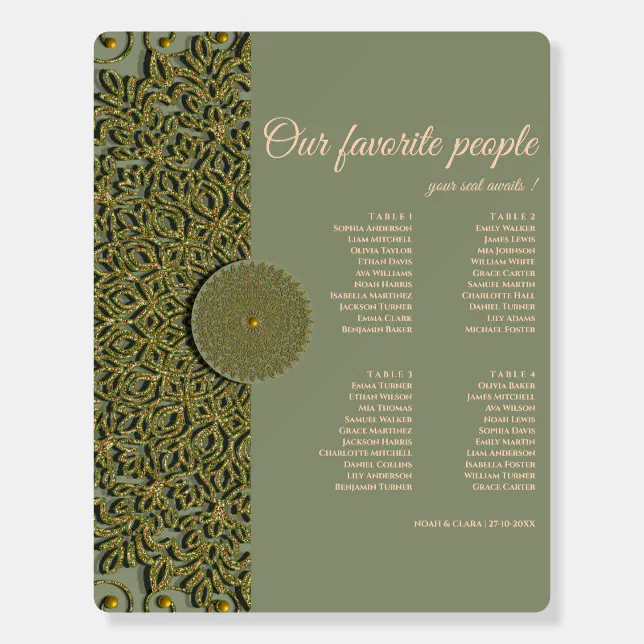 Elegant Modern Sage green & gold classic mandala F Foam Board