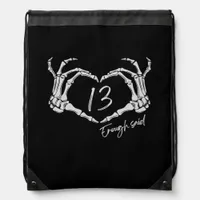 Skeleton Heart Hand Minimal Classic Design Drawstring Bag
