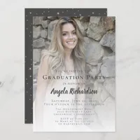 Graduation Modern Script Typography Photo Party Invitation