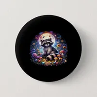 Whimsigoth Raccoon By Moonlight, Cute Colorful Fan Button
