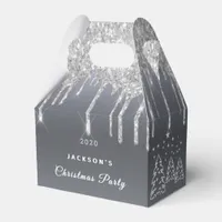 Christmas Party silver glitter drip trees forest Favor Boxes