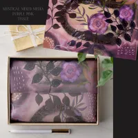 Mystical Mixed Media Floral Archway Purple Pink Tissue Paper