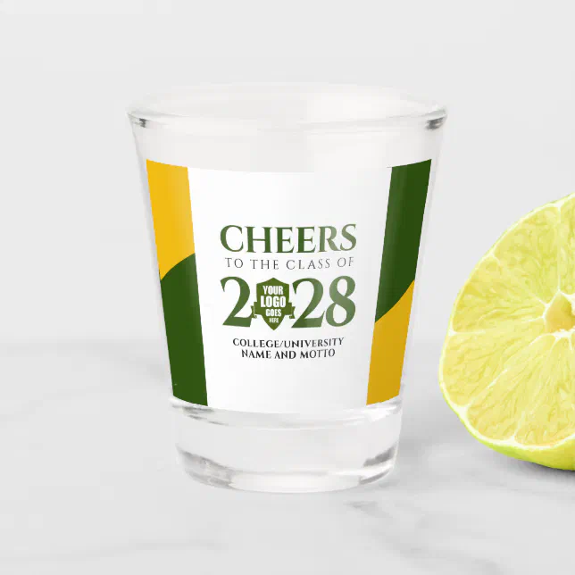 Green Gold School College University Graduation Shot Glass