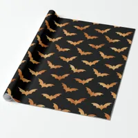 Black and Copper Halloween Bats Wrapping Paper