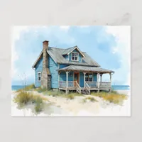 Change of Address Beach Cottage Watercolor Style  Postcard